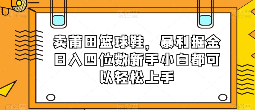 卖莆田篮球鞋，暴利掘金日入四位数新手小白都可以轻松上手【揭秘】-紫爵资源库