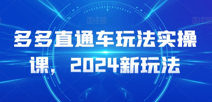 多多直通车玩法实操课，2024新玩法-紫爵资源库