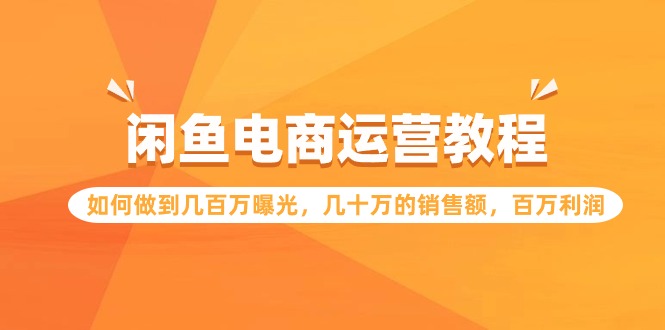 闲鱼电商运营教程：如何做到几百万曝光，几十万的销售额，百万利润-紫爵资源库