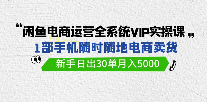 闲鱼电商运营全系统VIP实战课，1部手机随时随地卖货，新手日出30单月入5000-紫爵资源库