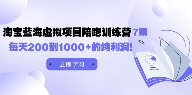 黄岛主《淘宝蓝海虚拟项目陪跑训练营7期》每天200到1000+的纯利润-紫爵资源库