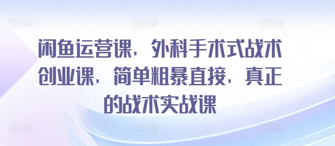 闲鱼运营课，外科手术式战术创业课，简单粗暴直接，真正的战术实战课-紫爵资源库