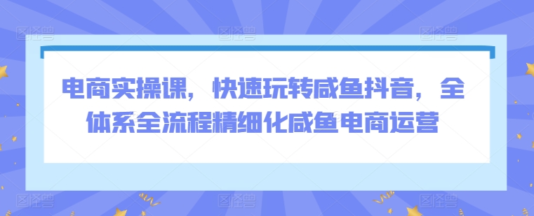 电商实操课，快速玩转咸鱼抖音，全体系全流程精细化咸鱼电商运营-紫爵资源库