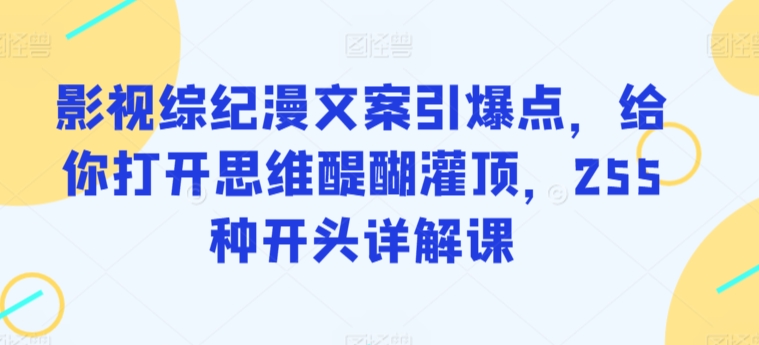 影视综纪漫文案引爆点，给你打开思维醍醐灌顶，255种开头详解课-紫爵资源库