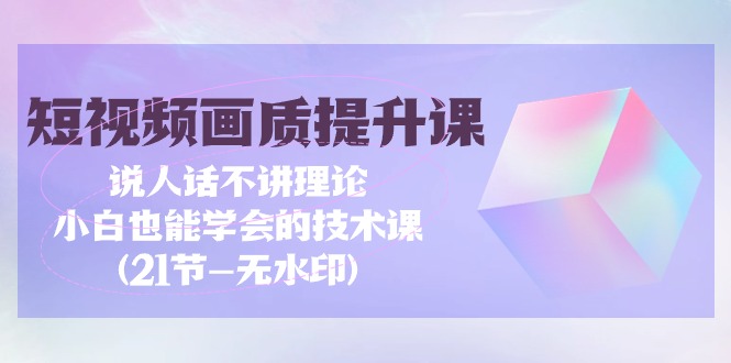 短视频-画质提升课，说人话不讲理论，小白也能学会的技术课(21节-无水印)-紫爵资源库