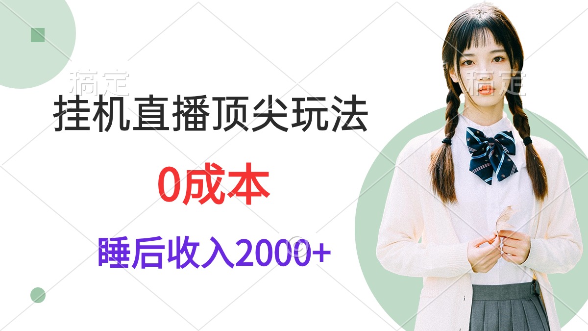 挂机直播顶尖玩法，睡后日收入2000+、0成本，视频教学-紫爵资源库