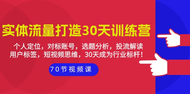 实体-流量打造-30天训练营：个人定位，对标账号，选题分析，投流解读-70节-紫爵资源库