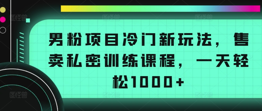 男粉项目冷门新玩法，售卖私密训练课程，一天轻松1000+-紫爵资源库