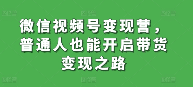 微信视频号变现营，普通人也能开启带货变现之路-紫爵资源库