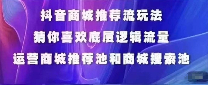 抖音商城运营课程，猜你喜欢入池商城搜索商城推荐人群标签覆盖-紫爵资源库