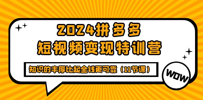 2024拼多多短视频变现特训营，知识的丰厚比起金钱更可靠-紫爵资源库