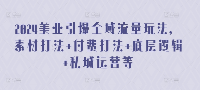 2024美业引爆全域流量玩法，素材打法 付费打法 底层逻辑 私城运营等-紫爵资源库