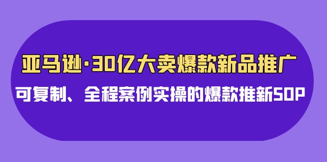 亚马逊30亿·大卖爆款新品推广，可复制、全程案例实操的爆款推新SOP-紫爵资源库