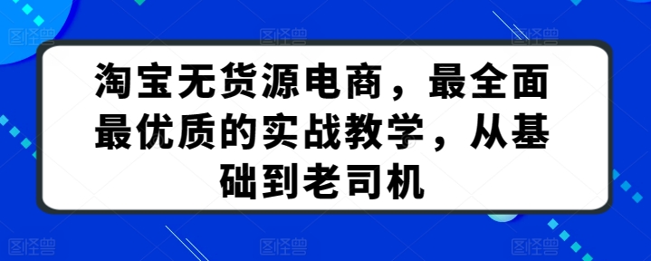 淘宝无货源电商，最全面最优质的实战教学，从基础到老司机-紫爵资源库