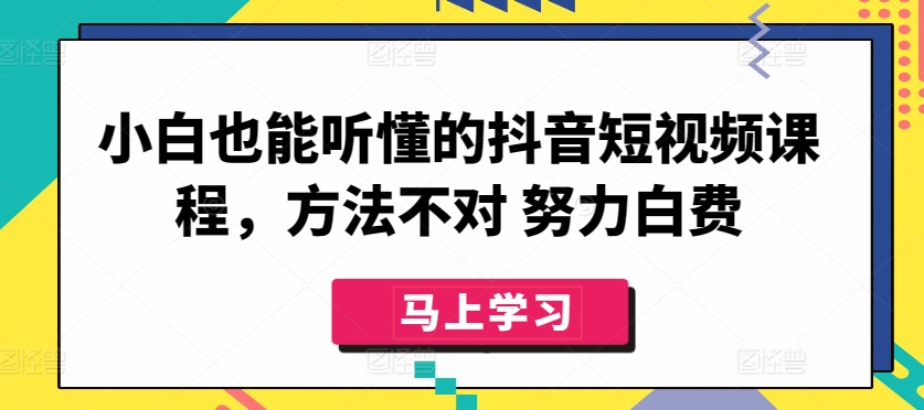 小白也能听懂的抖音短视频课程，方法不对 努力白费-紫爵资源库