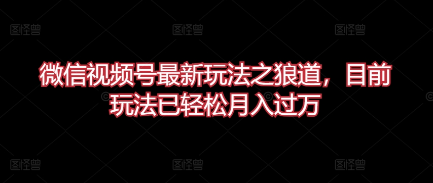 微信视频号最新玩法之狼道，目前玩法已轻松月入过万-紫爵资源库