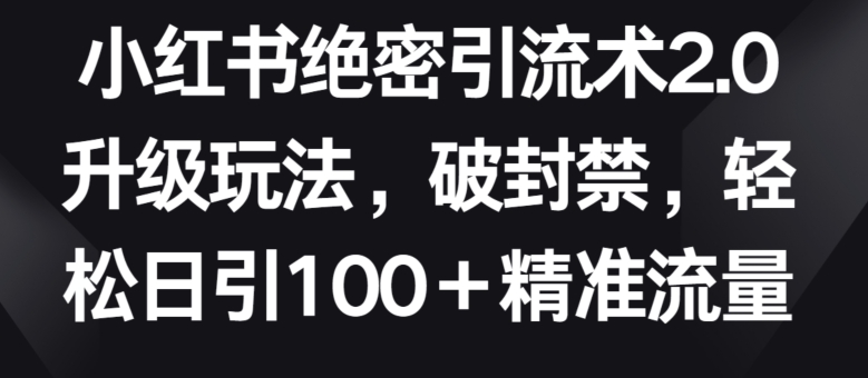 小红书绝密引流术2.0升级玩法，破封禁，轻松日引100+精准流量-紫爵资源库