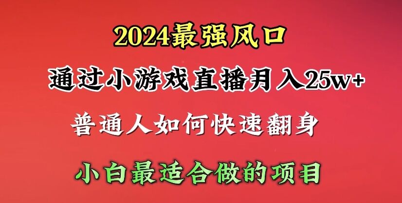 2024年最强风口，通过小游戏直播月入25w+单日收益5000+小白最适合做的项目-紫爵资源库