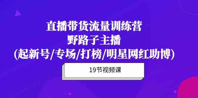 直播带货流量特训营，野路子主播(起新号/专场/打榜/明星网红助博)-紫爵资源库