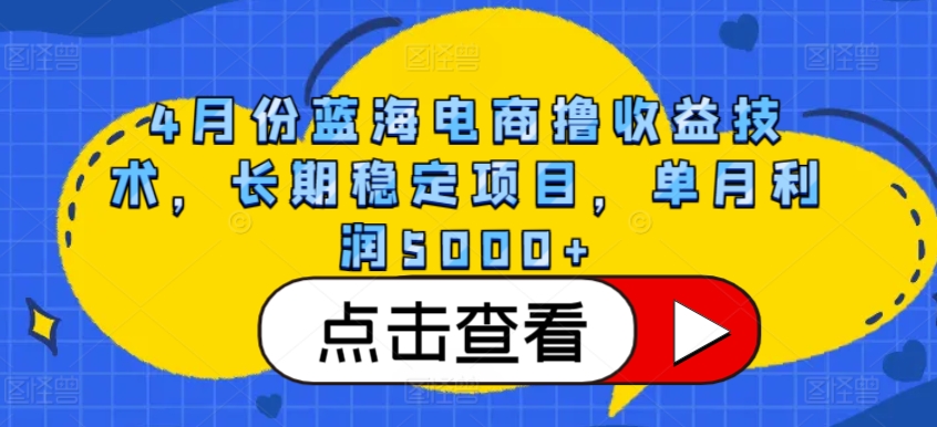 4月份蓝海电商撸收益技术，长期稳定项目，单月利润5000+-紫爵资源库