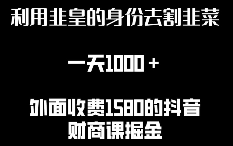 利用非皇的身份去割韭菜，一天1000+(附详细资源)-紫爵资源库