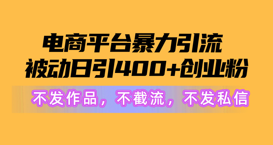 电商平台暴力引流,被动日引400+创业粉不发作品，不截流，不发私信-紫爵资源库