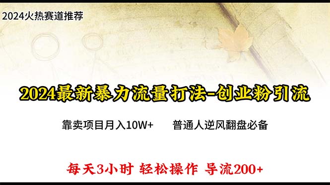 2024年最新暴力流量打法，每日导入300+，靠卖项目月入10W+-紫爵资源库