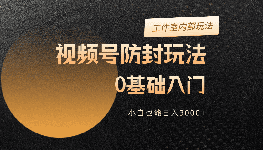 2024视频号升级防封玩法，零基础入门，小白也能日入3000+-紫爵资源库