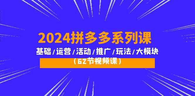 2024拼多多系列课：基础/运营/活动/推广/玩法/大模块（62节视频课）-紫爵资源库