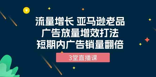 流量增长 亚马逊老品广告放量增效打法，短期内广告销量翻倍（3堂直播课）-紫爵资源库