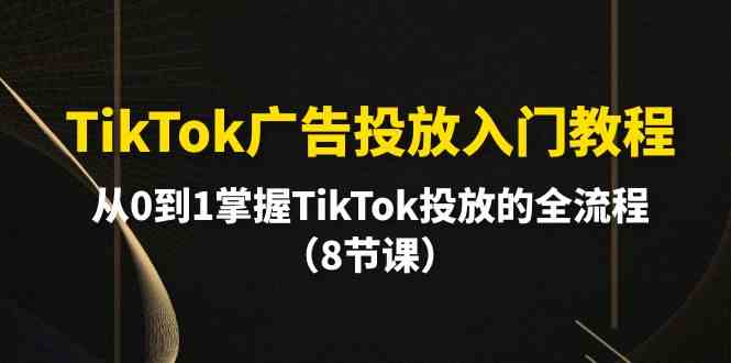 TikTok广告投放入门教程，从0到1掌握TikTok投放的全流程（8节课）-紫爵资源库