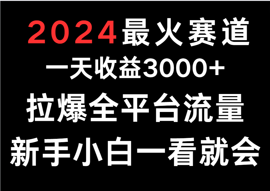 2024最火赛道，一天收一3000+.拉爆全平台流量，新手小白一看就会-紫爵资源库