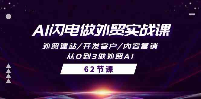 AI闪电做外贸实战课，外贸建站/开发客户/内容营销/从0到3做外贸AI（61节）-紫爵资源库