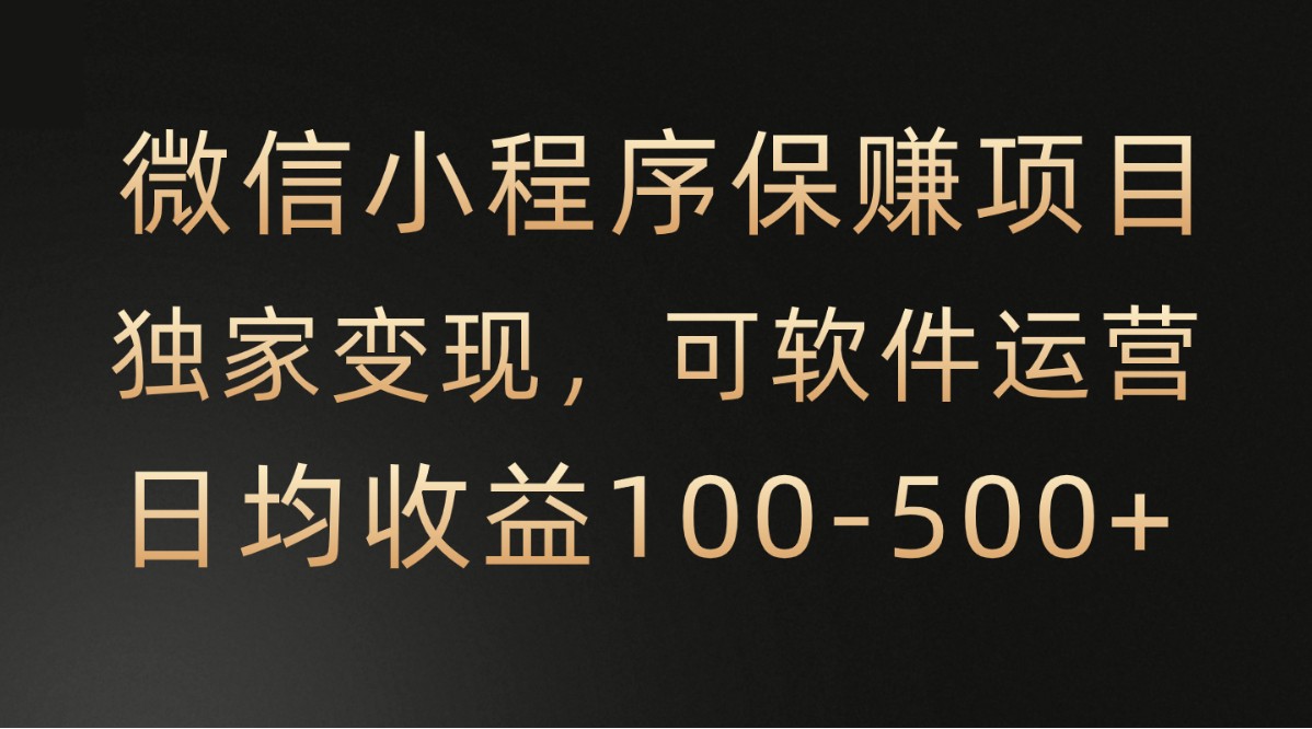 微信小程序，腾讯保赚项目，可软件自动运营，日均100-500+收益有保障-紫爵资源库