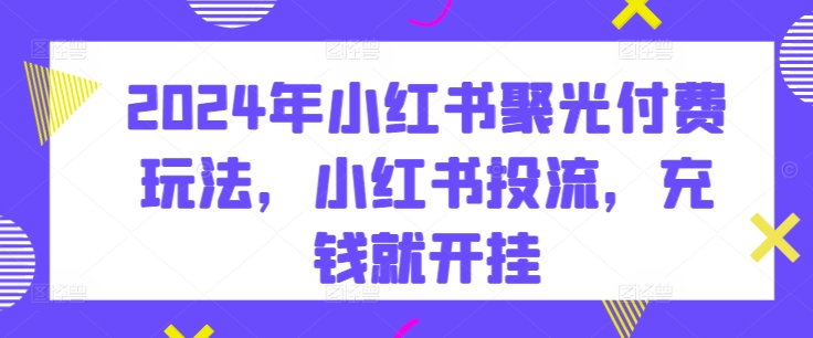 2024年小红书聚光付费玩法，小红书投流，充钱就开挂-紫爵资源库