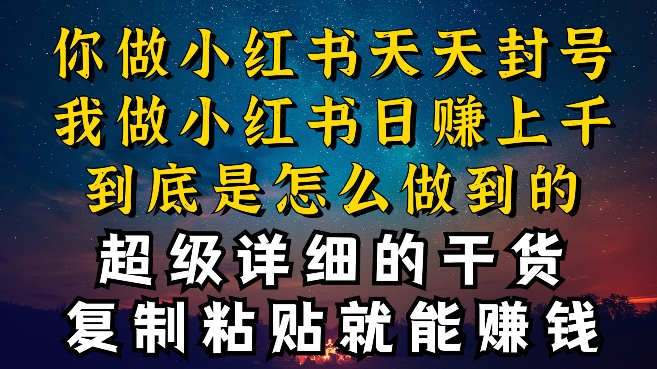 都知道小红书能引流私域变现，可为什么我能一天引流几十人变现上千，但你却频频封号违规被限流-紫爵资源库