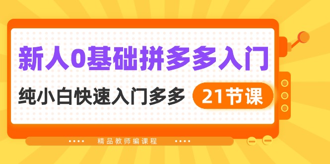 新人0基础拼多多入门，​纯小白快速入门多多-紫爵资源库