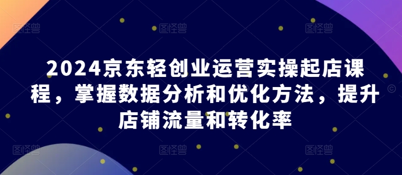 2024京东轻创业运营实操起店课程，掌握数据分析和优化方法，提升店铺流量和转化率-紫爵资源库