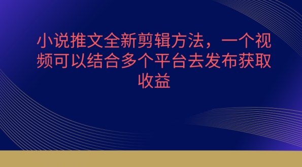 小说推文全新剪辑方法，一个视频可以结合多个平台去发布获取-紫爵资源库