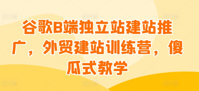 谷歌B端独立站建站推广，外贸建站训练营，傻瓜式教学-紫爵资源库