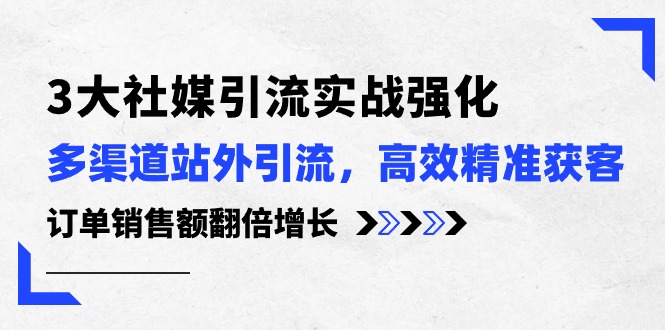 3大社媒引流实操强化，多渠道站外引流/高效精准获客/订单销售额翻倍增长-紫爵资源库