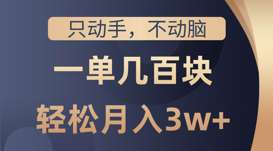 只动手不动脑，一单几百块，轻松月入3w+，看完就能直接操作，详细教程-紫爵资源库