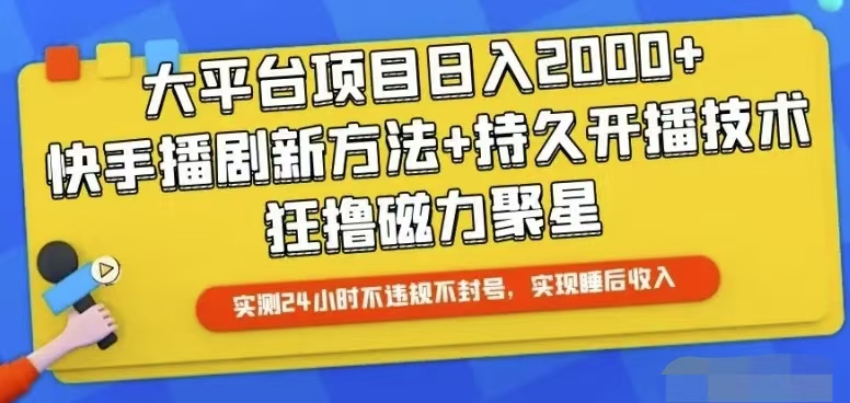 快手24小时无人直播，真正实现睡后收益-紫爵资源库