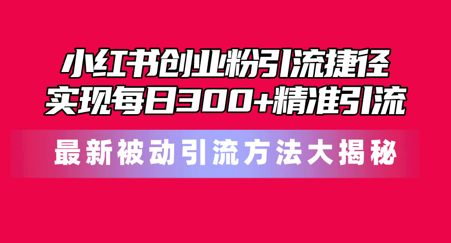 小红书创业粉引流捷径！最新被动引流方法大揭秘，实现每日300+精准引流-紫爵资源库