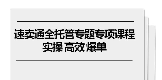 速卖通 全托管专题专项课程，实操 高效 爆单-紫爵资源库