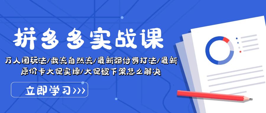 拼多多·实战课：万人团玩法/截流自然流/最新强付费打法/最新原价卡大促..-紫爵资源库