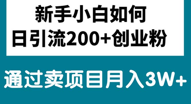 新手小白日引流200+创业粉,通过卖项目月入3W+-紫爵资源库