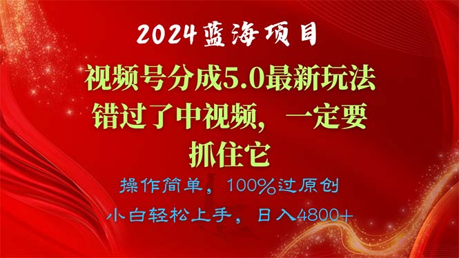 2024蓝海项目，视频号分成计划5.0最新玩法，错过了中视频，一定要抓住…-紫爵资源库