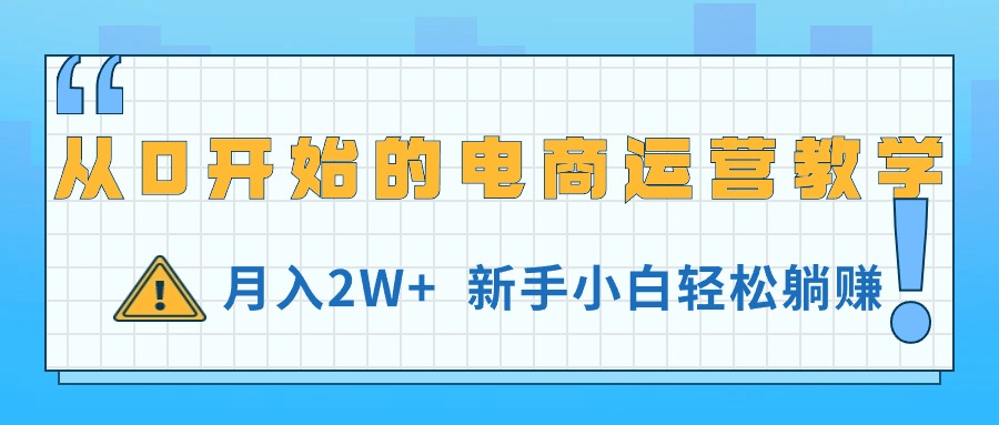 从0开始的电商运营教学，月入2W+，新手小白轻松躺赚-紫爵资源库