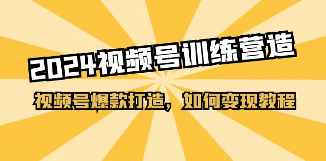 2024视频号训练营，视频号爆款打造，如何变现教程-紫爵资源库